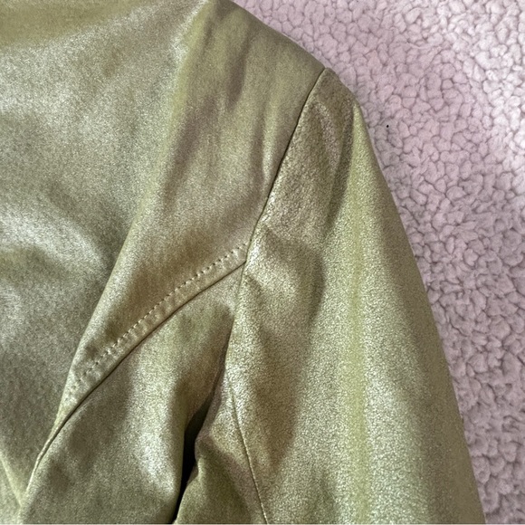 Chadwick’s XL Genuine Leather Jacket Sage Green Pearlized Zip Front Y2K - Picture 11 of 11